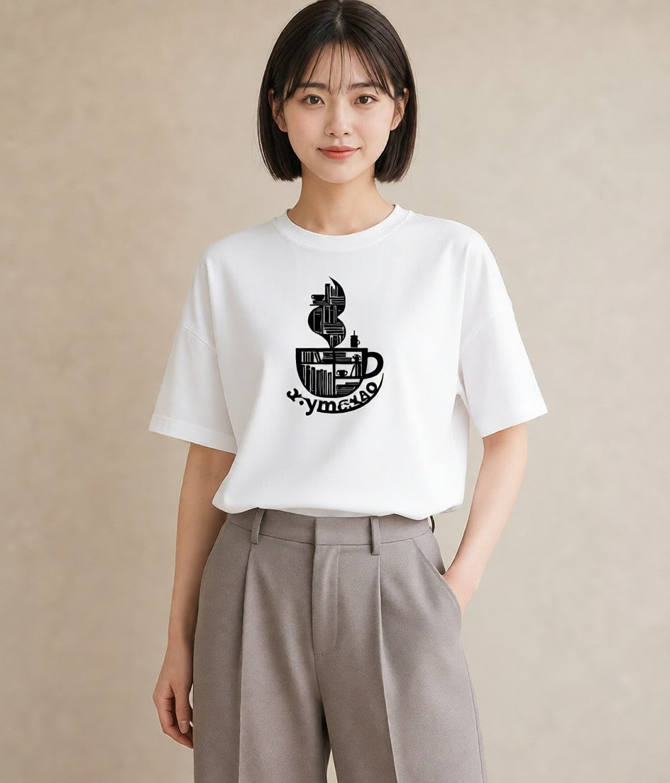 Tシャツ レディース 本 読書 ブック イラスト お揃い 親子 白T