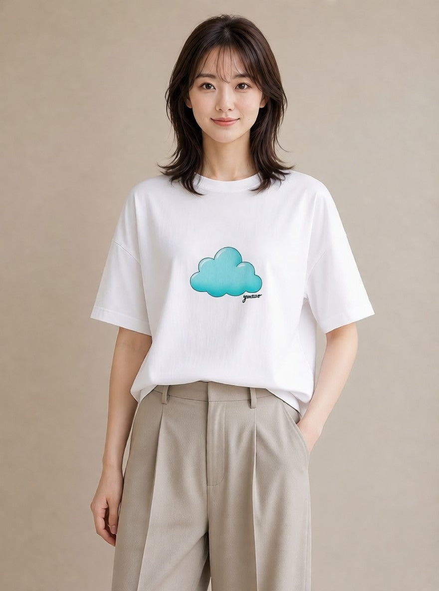 グラフィックTシャツ レディース 虹 星空 宇宙 イラスト 水彩風 20代 カジュアルコーデ 白T