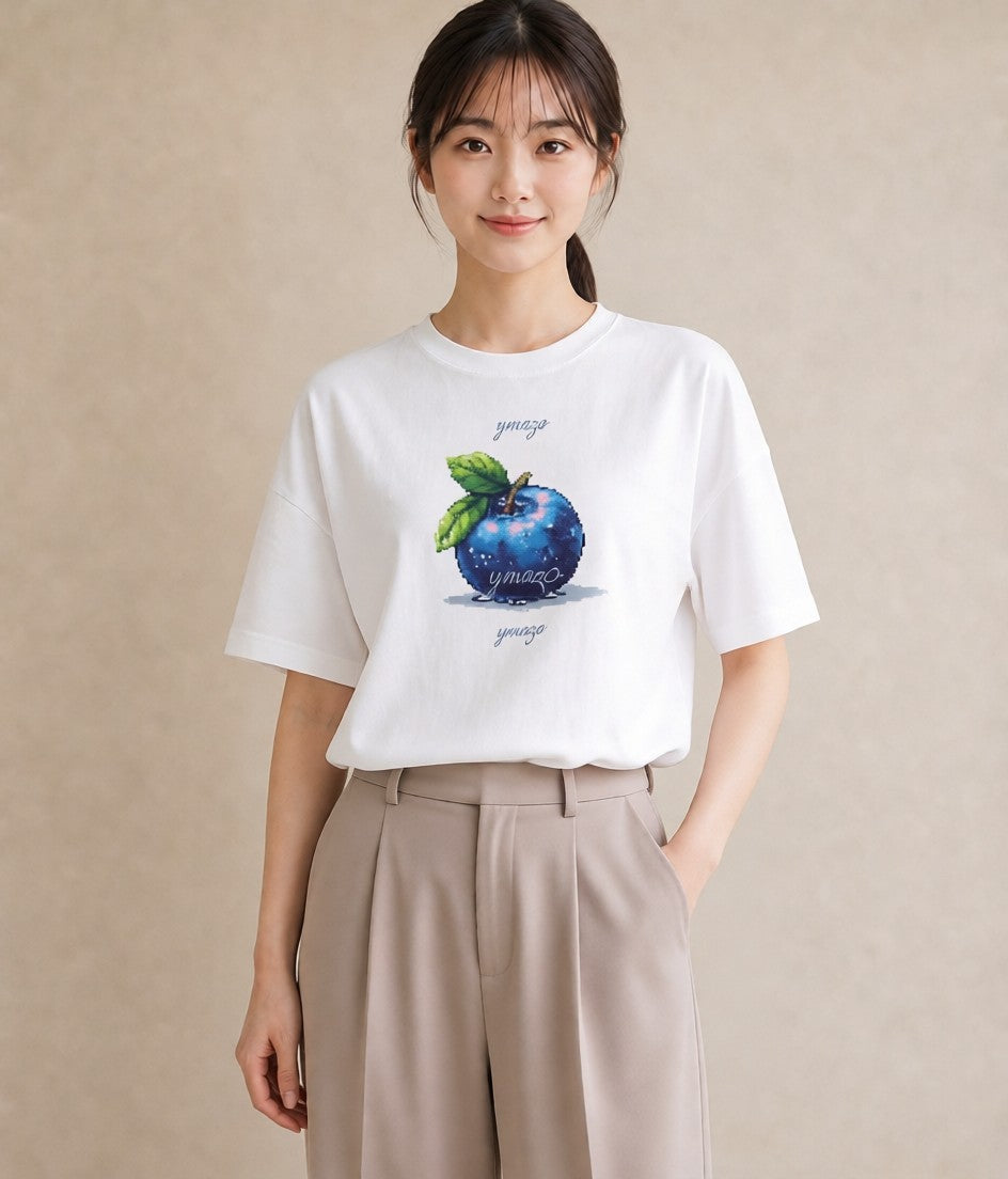 プリントTシャツ レディース ブルーベリー 食べ物 フード イラスト レトロ 女子会 お揃い 白T