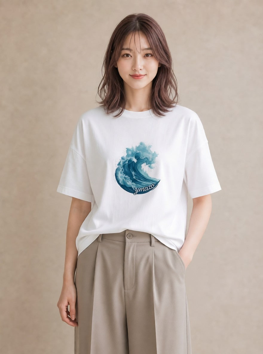 Tシャツ レディース 海 星空 宇宙 イラスト 線画 ラフ レイヤード 白T