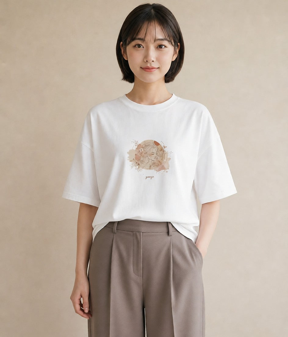半袖Tシャツ レディース 獅子座 星空 宇宙 イラスト ラフ おしゃれギフト 社会人 白T
