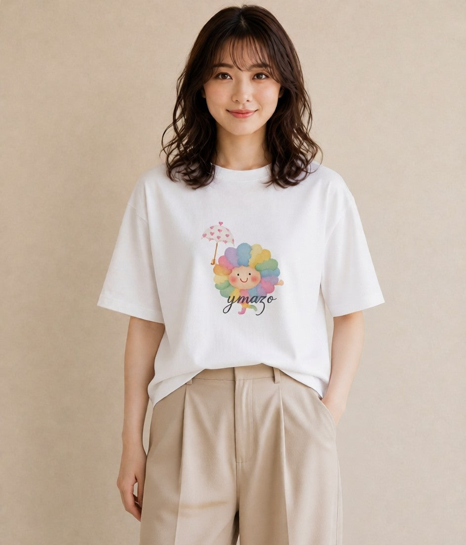 半袖Tシャツ レディース 虹 星空 宇宙 イラスト 淡色 旅行 母娘コーデ 白T