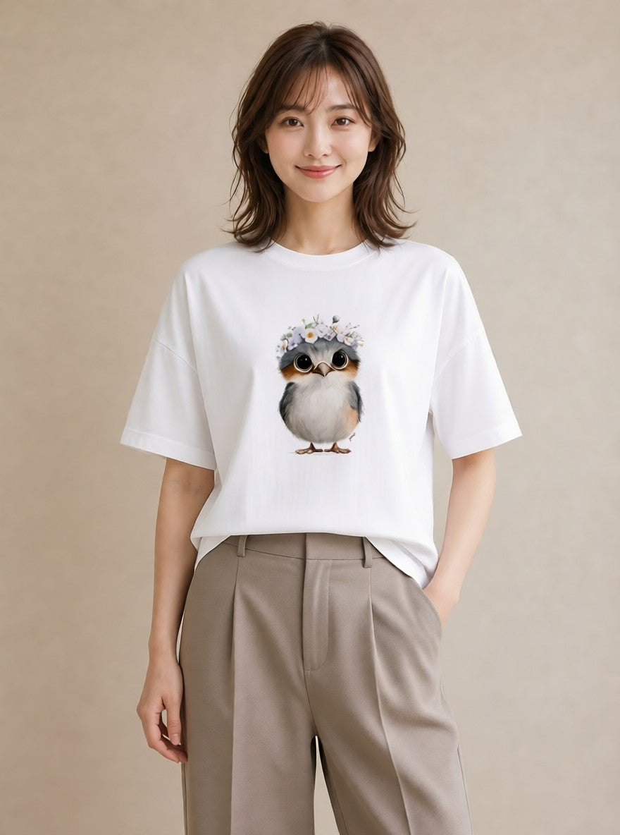 Tシャツ レディース ボタンインコ ペット 動物 イラスト デート 帰省 白T