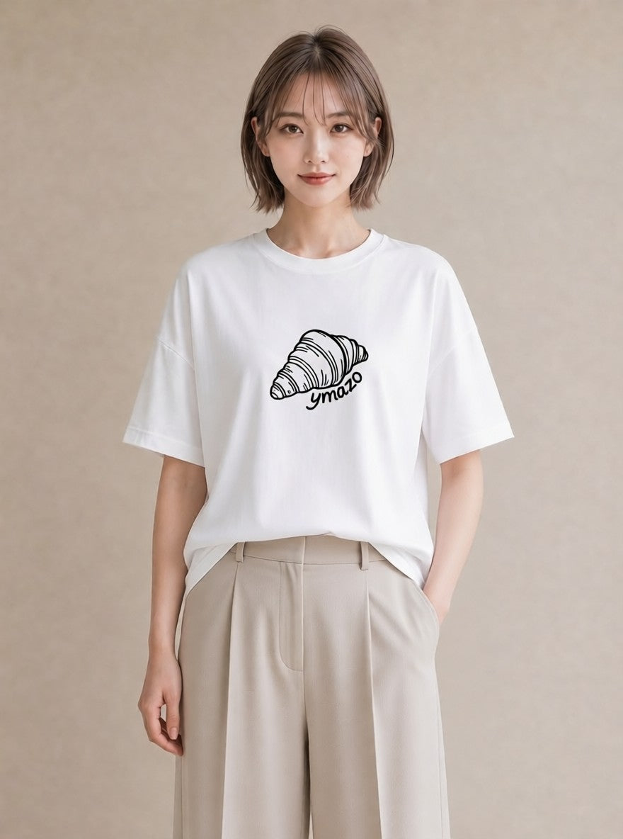 プリントTシャツ レディース パン ベーカリー イラスト 個性的 カジュアルコーデ 買い物 白T