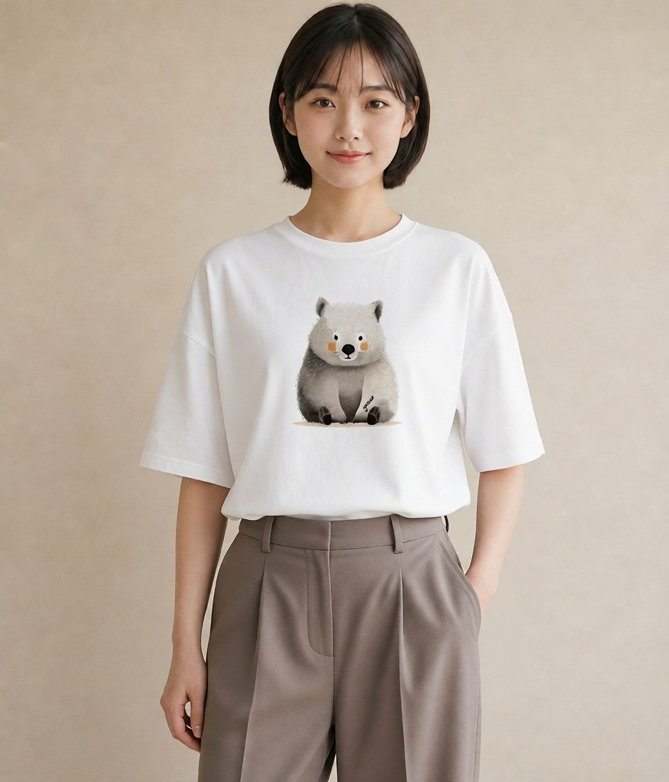 Tシャツ レディース コアラ 動物 アニマル イラスト 手描き風 ママ カフェ服 白T