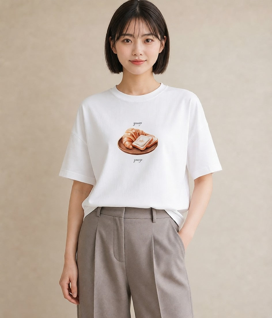 グラフィックTシャツ レディース たい焼き 食べ物 フード イラスト シンプル 秋コーデ おしゃれギフト 白T