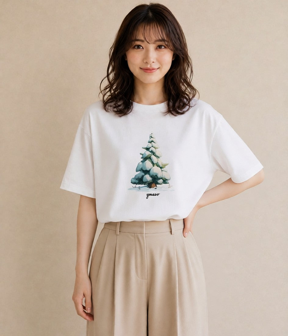 Tシャツ レディース 雪 星空 宇宙 イラスト お洒落 レイヤード 友達ギフト 白T