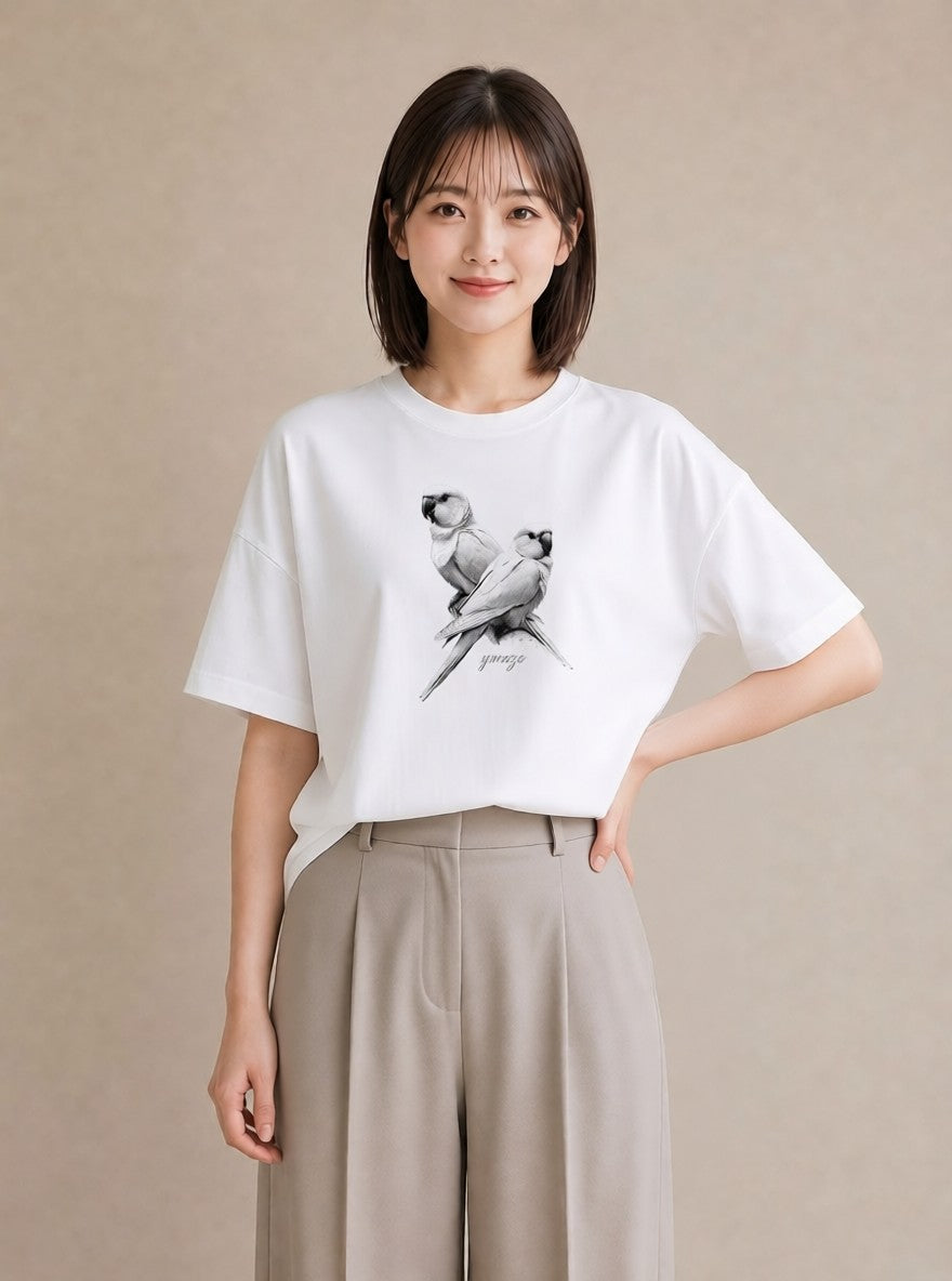 Tシャツ レディース オカメインコ ペット 動物 イラスト きれいめ ギフト 母の日 白T