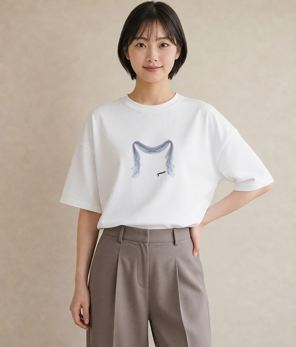 デザインTシャツ レディース レースハンカチ レース ハンカチ ナチュラル アンティーク イラスト シンプル デイリーウェア 休日 白T
