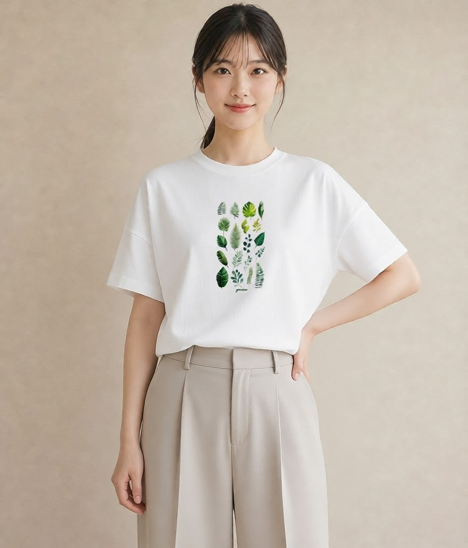 プリントTシャツ レディース ボタニカル 植物 イラスト フェミニン ホワイトデー 春服 白T