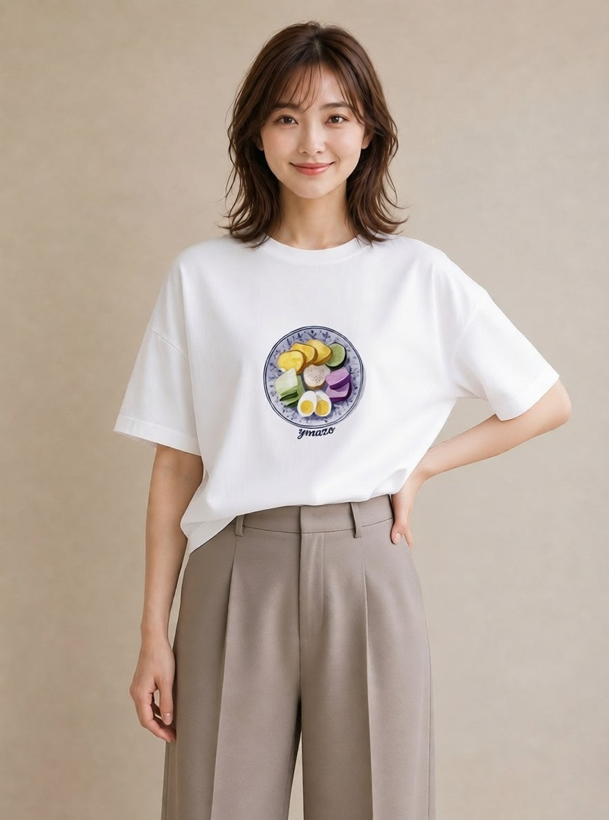 デザインTシャツ レディース だんご 食べ物 フード イラスト シンプル デイリーウェア 休日 白T