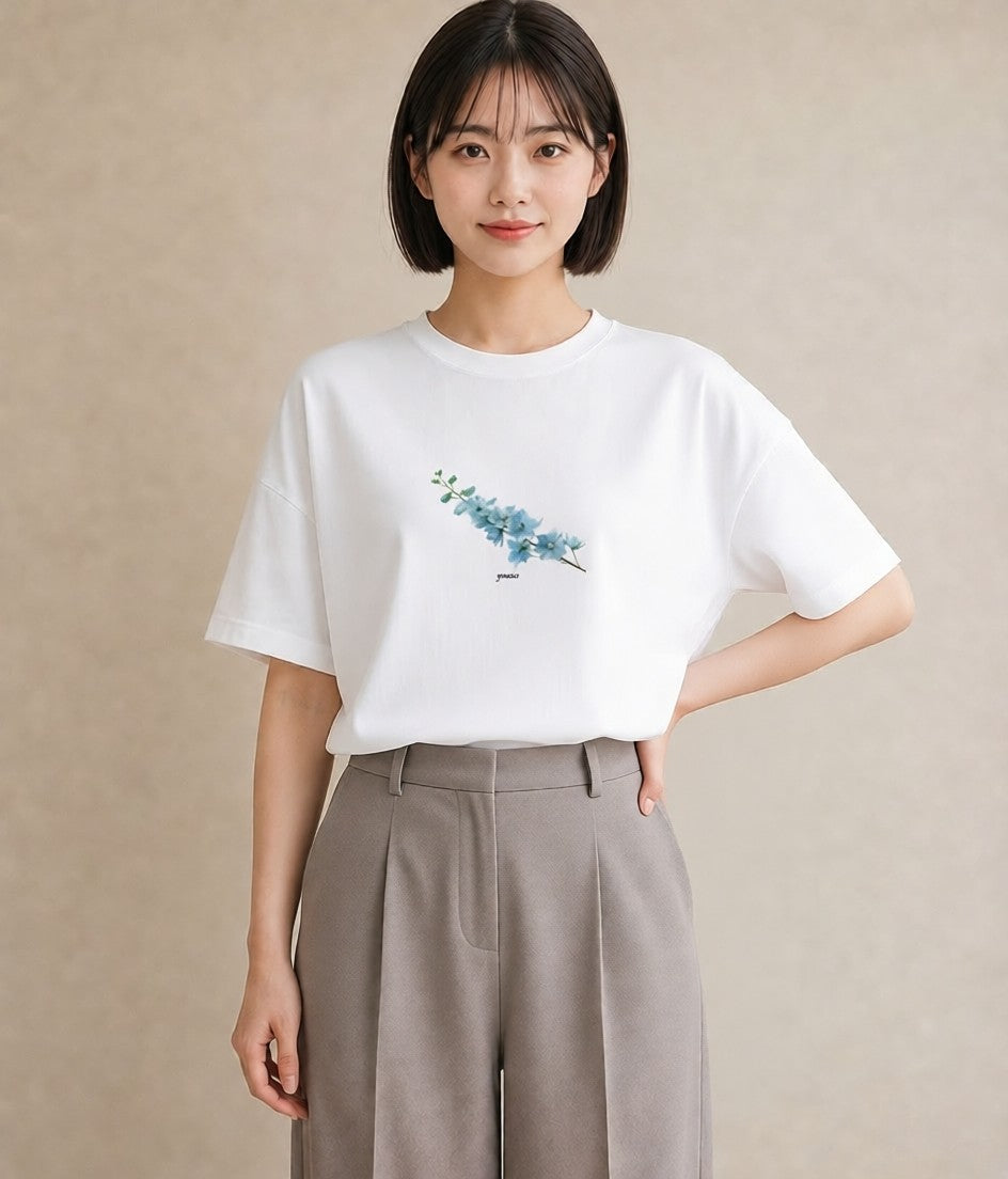 半袖Tシャツ レディース ポスト 野の花 レトロ ナチュラル アンティーク イラスト 淡色 敬老の日 ホワイトデー 白T