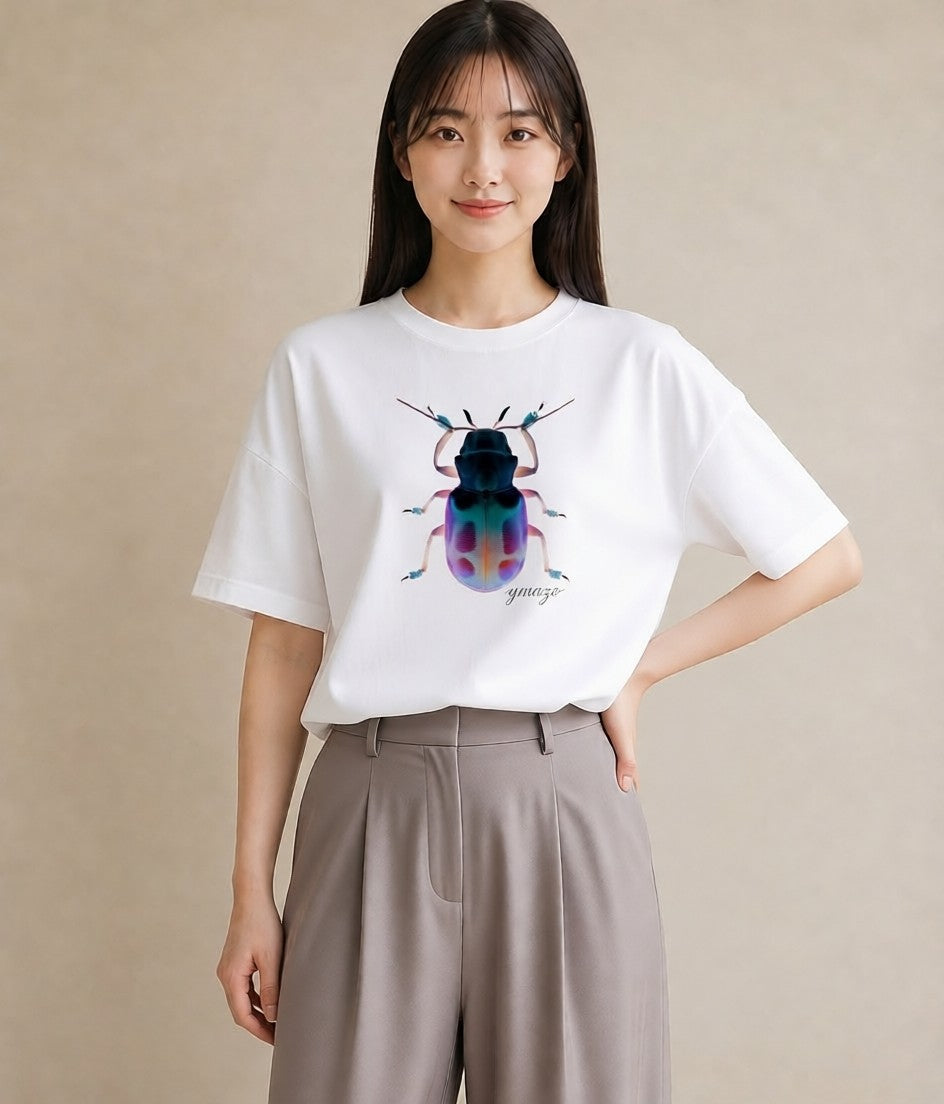Tシャツ レディース カブトムシ 昆虫 虫 イラスト 線画 ルームウェア ギフト 白T