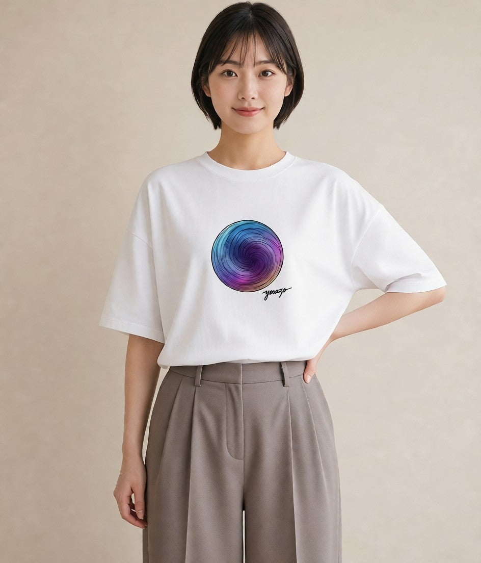 グラフィックTシャツ レディース 天の川 星空 宇宙 イラスト きれいめ 綿100 デート 白T