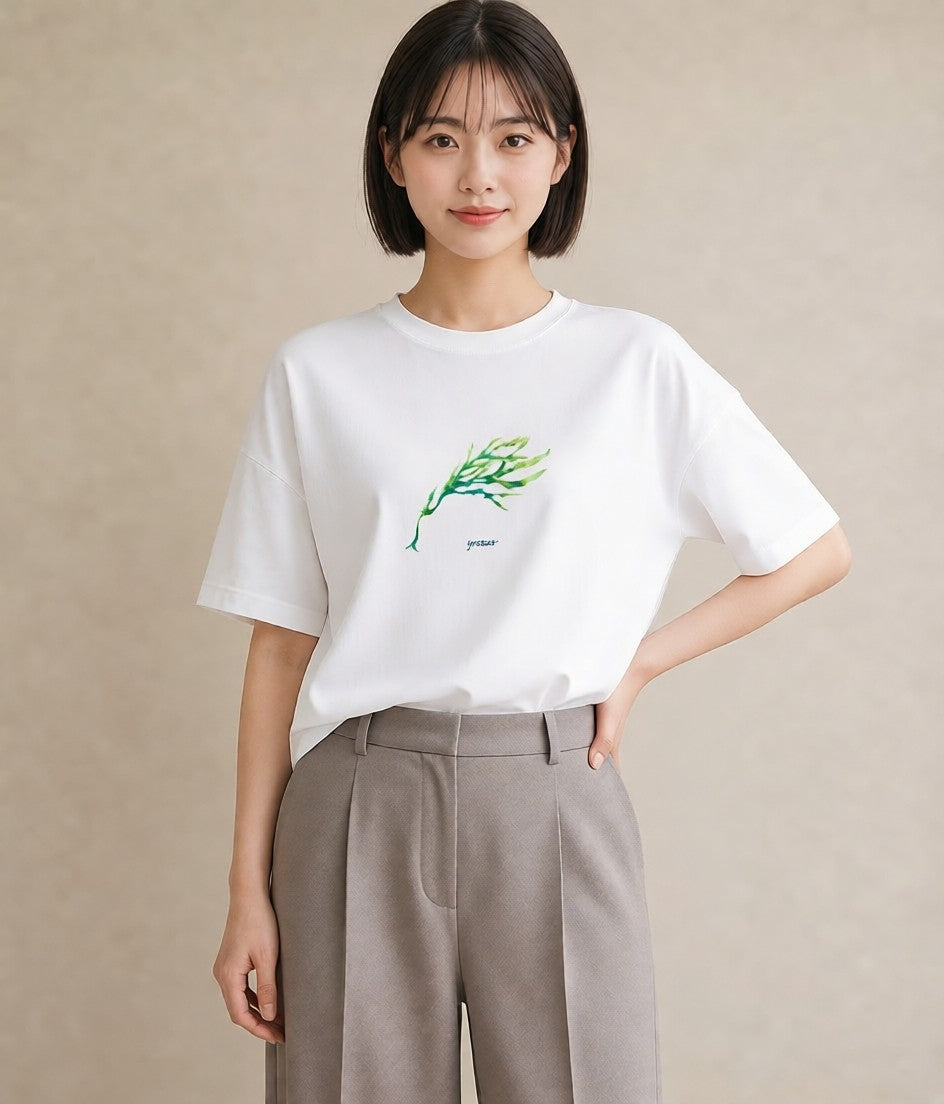デザインTシャツ レディース 新緑 植物 ボタニカル イラスト ゆるコーデ ホワイトデー 春服 白T