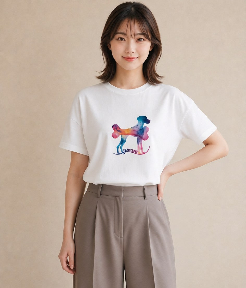 デザインTシャツ レディース 犬 いぬ イラスト モード ビーチ デイリーウェア 白T