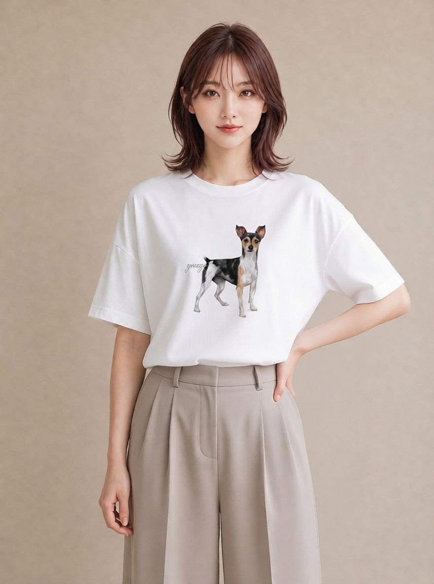 Tシャツ レディース 老犬 犬 いぬ イラスト 淡色 ルームウェア ギフト 白T