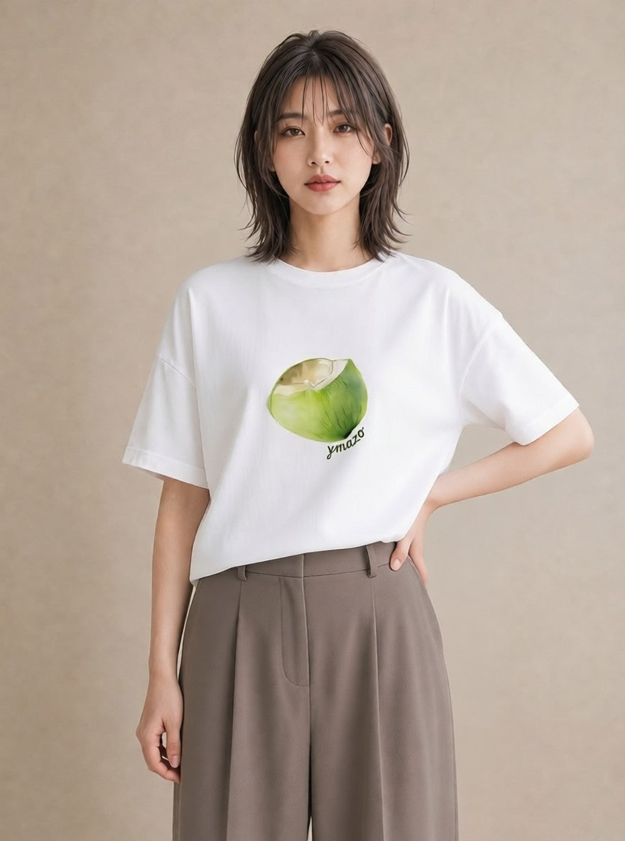 デザインTシャツ レディース おにぎり 食べ物 フード イラスト ヴィンテージ風 散歩 お出かけ 白T
