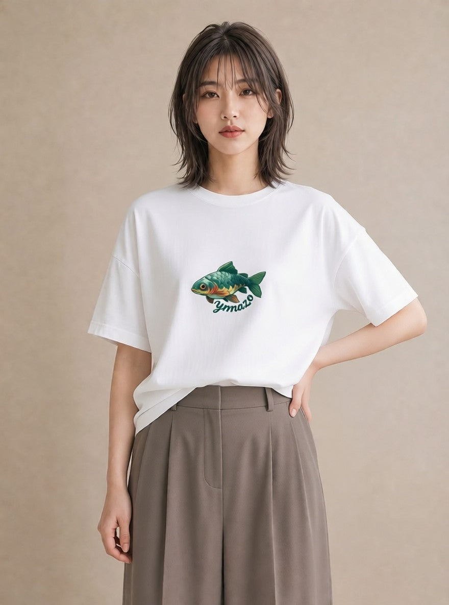Tシャツ レディース メダカ ペット 動物 イラスト シック お出かけ 普段着 白T