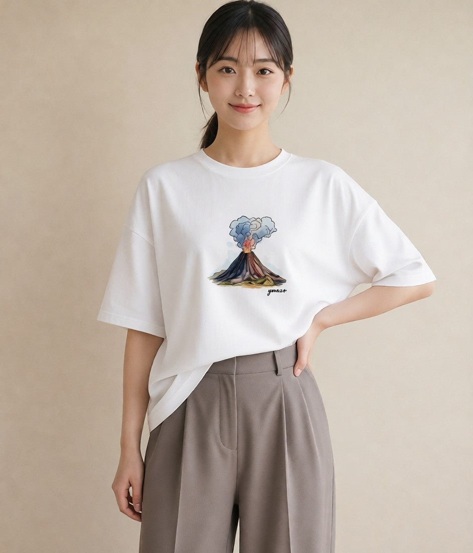 グラフィックTシャツ レディース 山 星空 宇宙 イラスト ポップ 母娘コーデ 自分用 白T