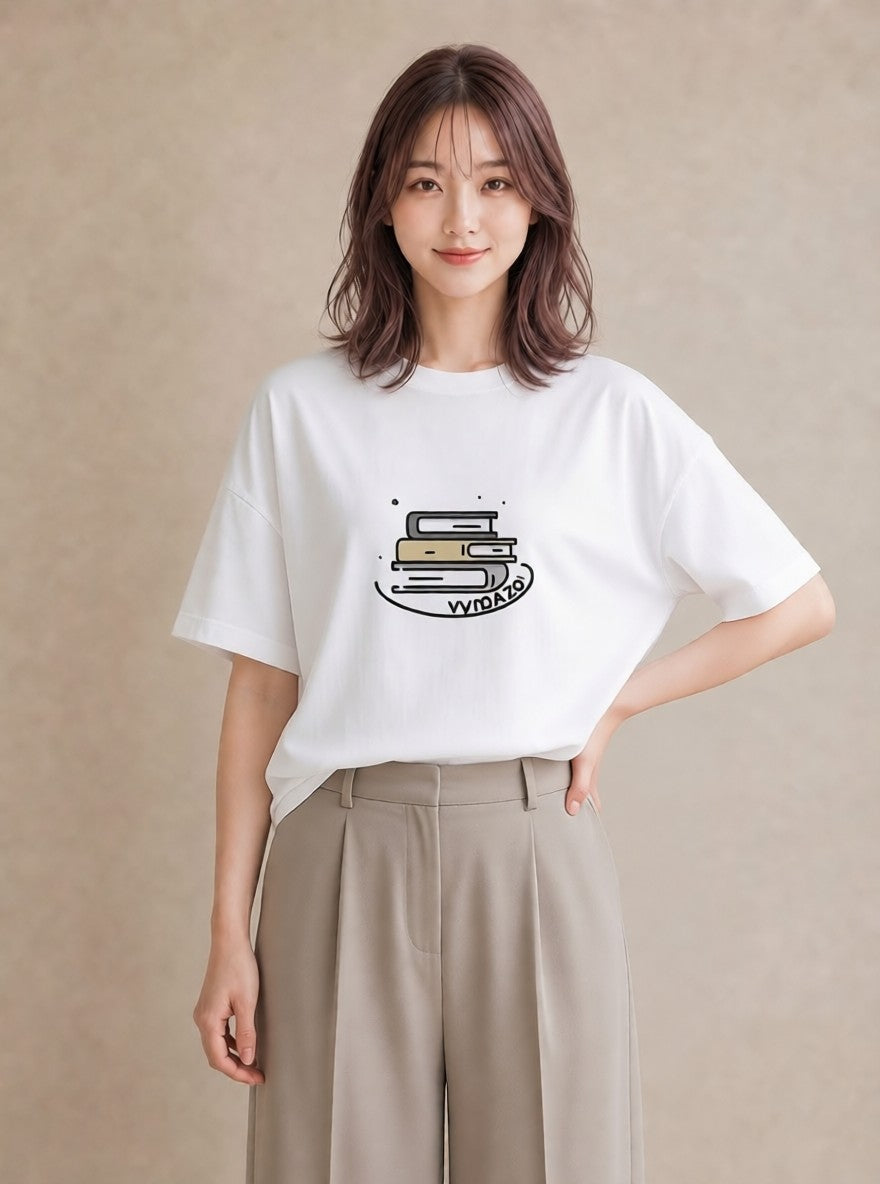 半袖Tシャツ レディース 本 読書 ブック イラスト 個性的 ギフト 母の日 白T