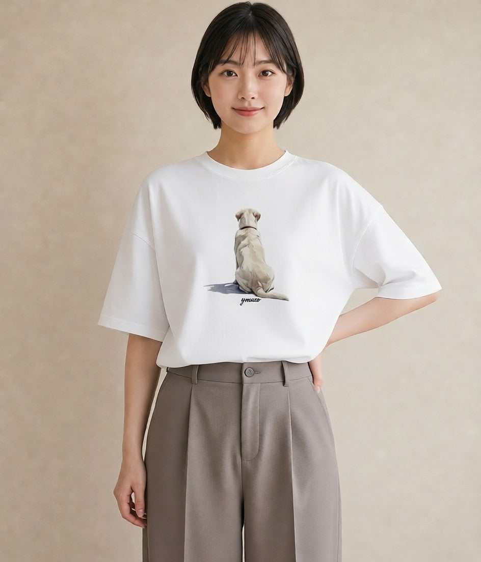 半袖Tシャツ レディース ラブラドールレトリバー 犬 いぬ イラスト きれいめ 友達ギフト 部屋着 白T