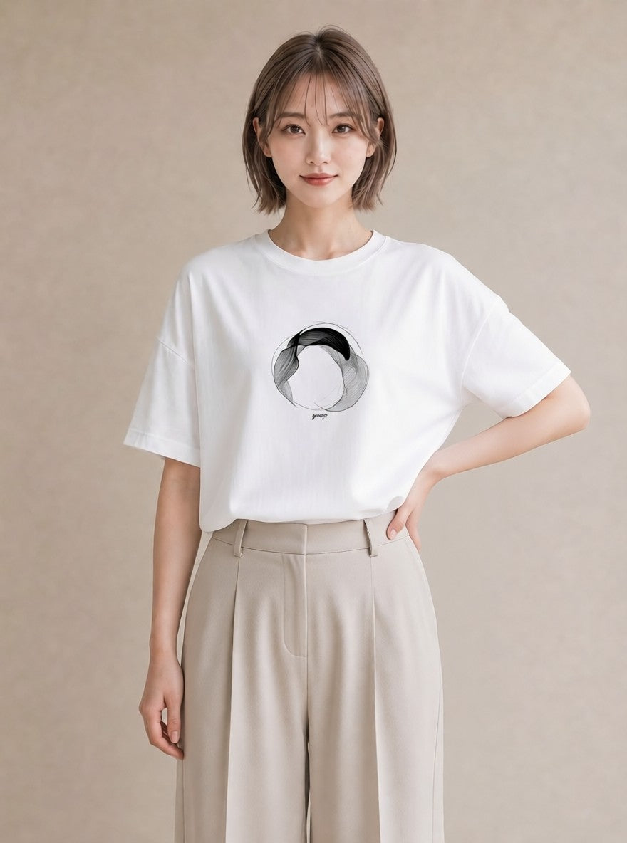 半袖Tシャツ レディース 幾何学 ミニマル ジオメトリック イラスト 北欧風 秋コーデ おしゃれギフト 白T