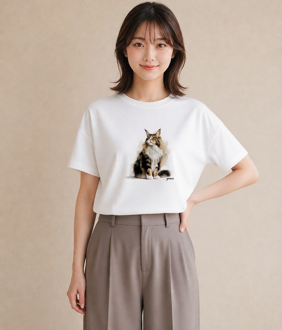 Tシャツ レディース ソマリ 猫 ねこ イラスト 手描き風 デート 帰省 白T
