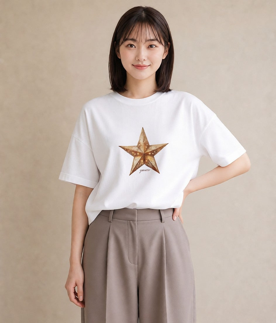 プリントTシャツ レディース スター 星空 宇宙 イラスト ゆるかわ デート 帰省 白T