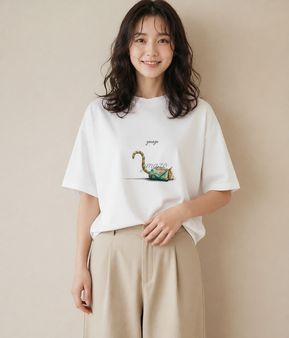 半袖Tシャツ レディース シャム 猫 ねこ イラスト 可愛い 旅行 母娘コーデ 白T