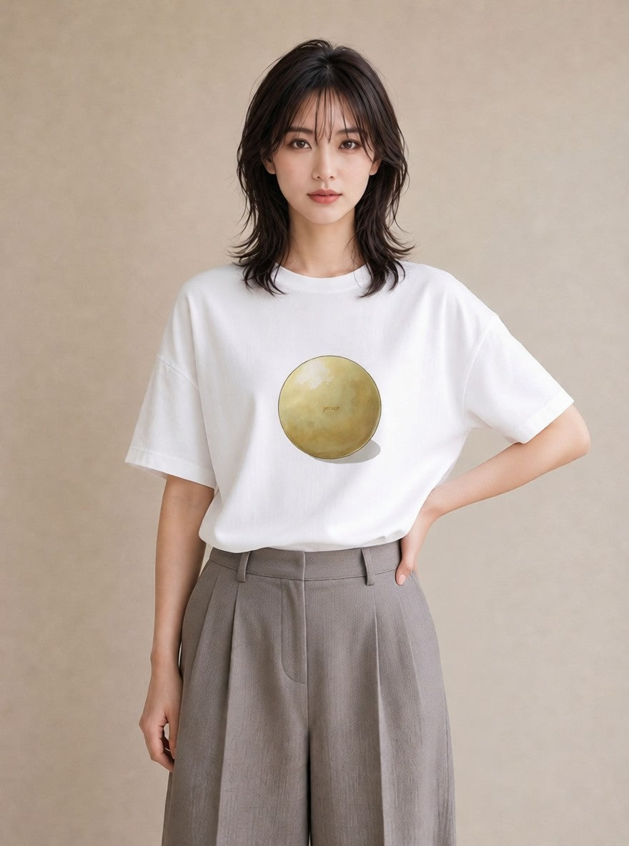 プリントTシャツ レディース どら焼き 食べ物 フード イラスト ミニマル 旅行用 海 白T