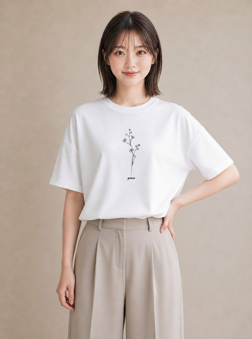 プリントTシャツ レディース 観葉植物 ボタニカル 植物 イラスト きれいめ 女子会 お揃い 白T