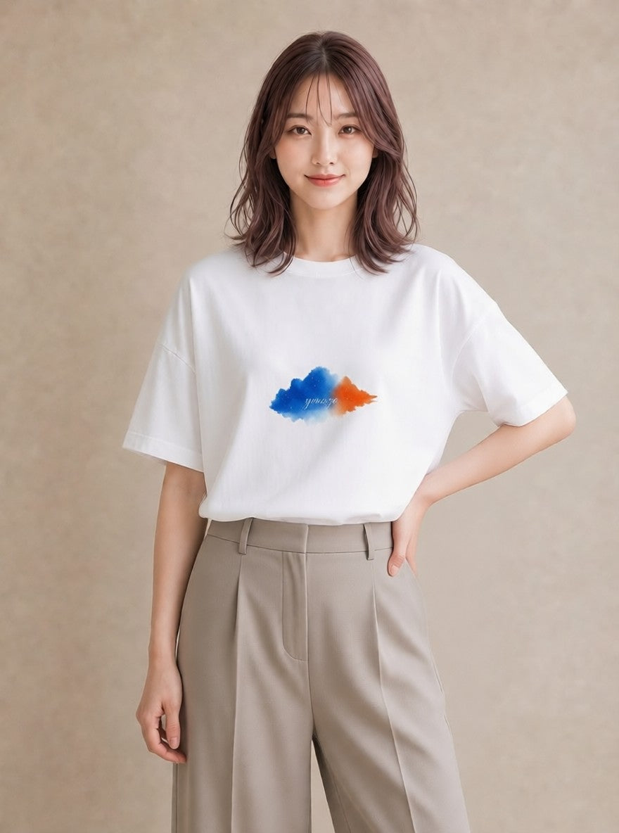 プリントTシャツ レディース 空 星空 宇宙 イラスト 水彩風 部屋着 女性向けギフト 白T