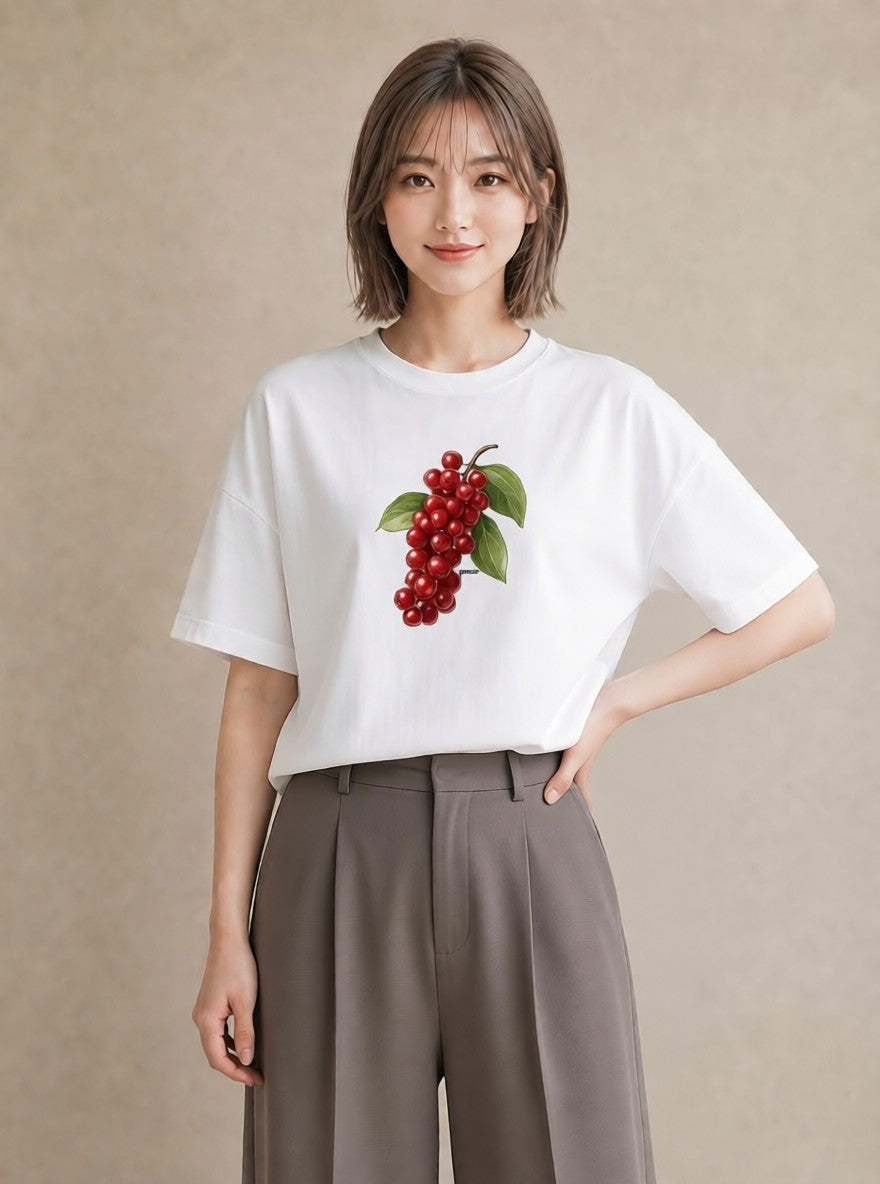 半袖Tシャツ レディース 木の実 植物 ボタニカル イラスト 公園 ママ 白T