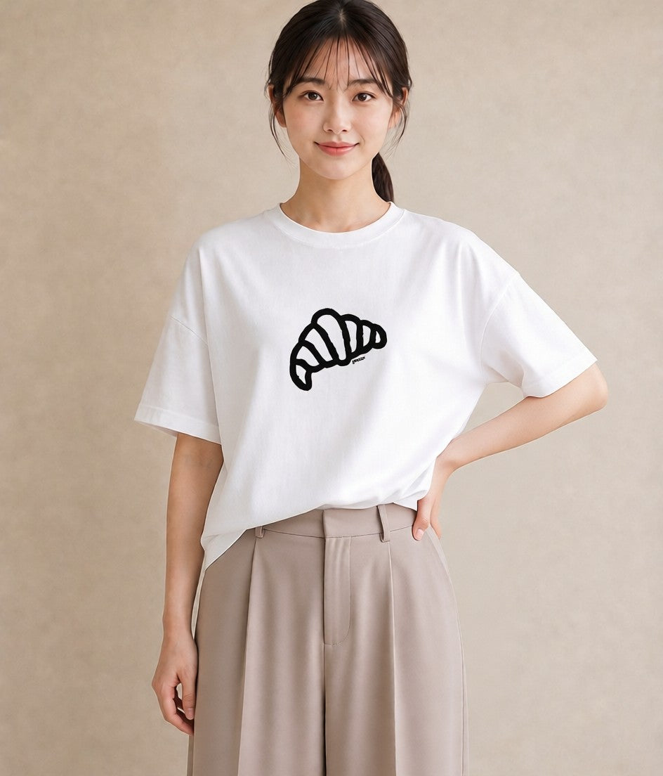 Tシャツ レディース パン ベーカリー レトロ イラスト ラフ 社会人 女性 白T