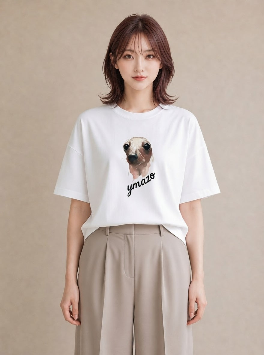 半袖Tシャツ レディース コツメカワウソ 動物 アニマル イラスト 淡色 誕生日プレゼント 綿100 白T