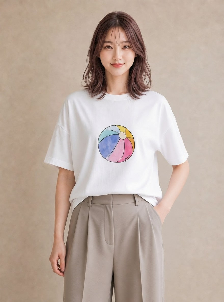 デザインTシャツ レディース わたあめ 食べ物 フード イラスト ナチュラル 春服 ミセス 白T