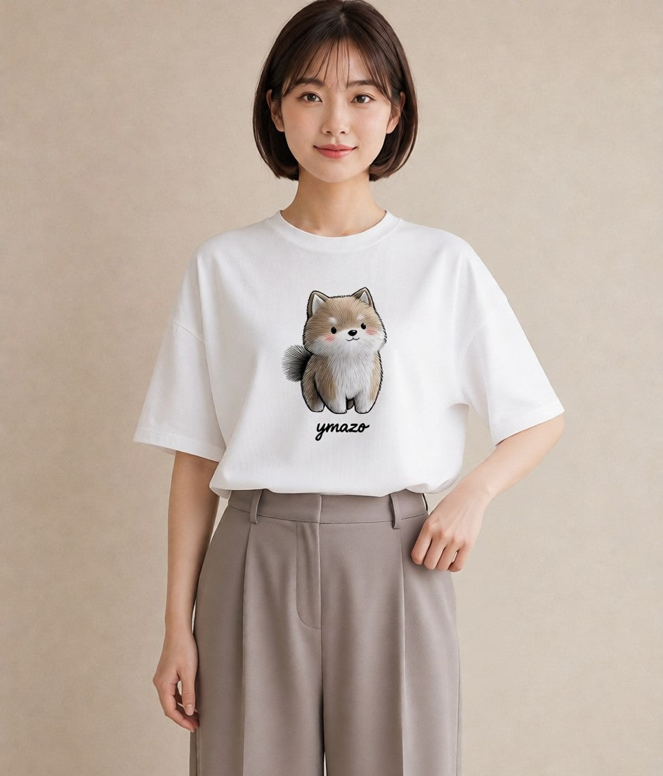 グラフィックTシャツ レディース 柴犬 しばいぬ 犬 いぬ イラスト ミニマル 週末コーデ 敬老の日 白T