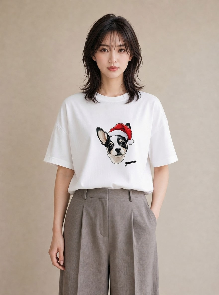 グラフィックTシャツ レディース チワワ 犬 いぬ イラスト ニュアンス 週末コーデ 敬老の日 白T