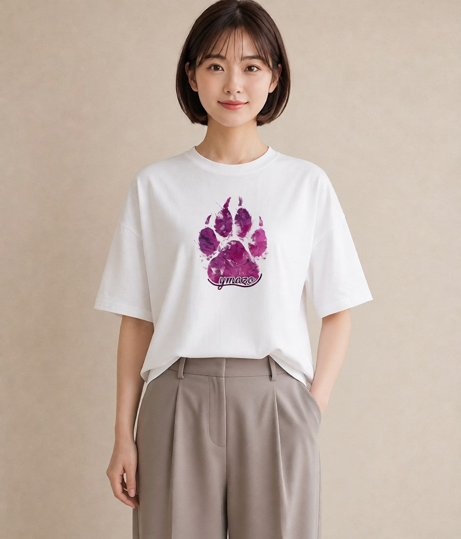 Tシャツ レディース 猫の手 猫 ねこ イラスト 抜け感 女子会 お揃い 白T