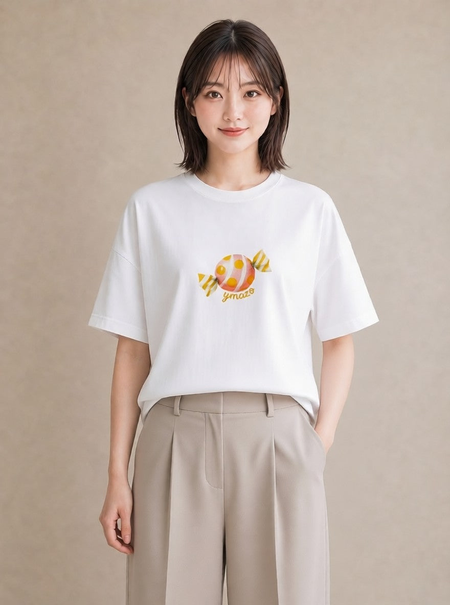 半袖Tシャツ レディース クッキー 食べ物 フード イラスト 普段使い ペアコーデ 秋コーデ 白T