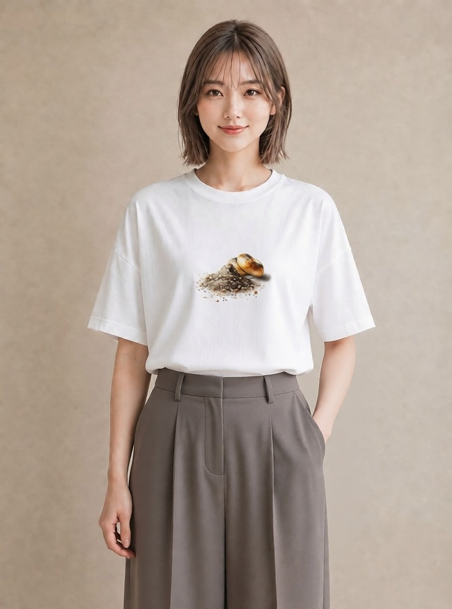 プリントTシャツ レディース ベーグル 食べ物 フード イラスト 親子 20代 白T