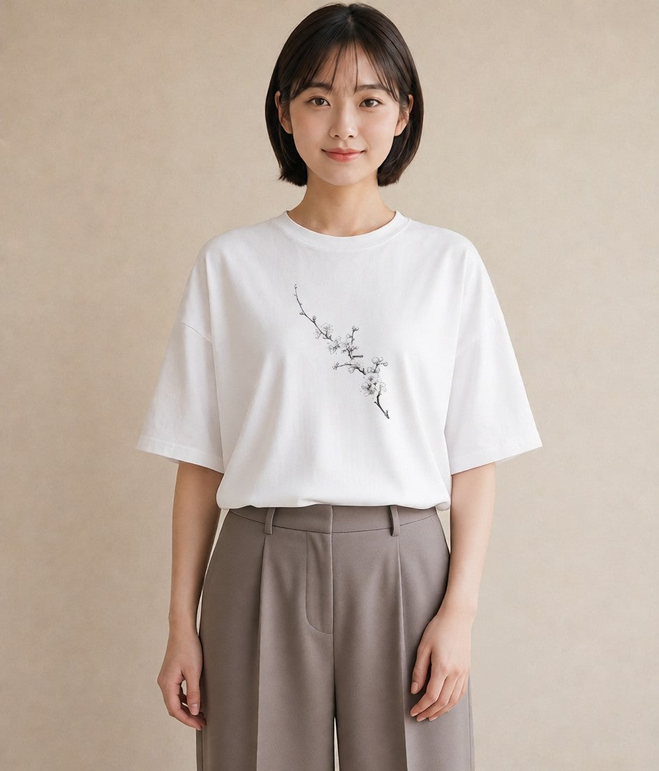 Tシャツ レディース さくら 桜 桜の枝 イラスト カジュアル 親子 20代 白T
