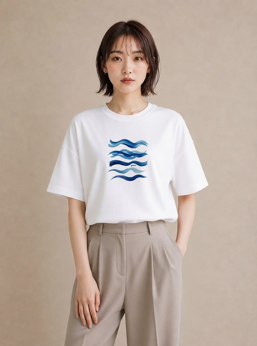 Tシャツ レディース 海 星空 宇宙 イラスト ガーリー デート 帰省 白T