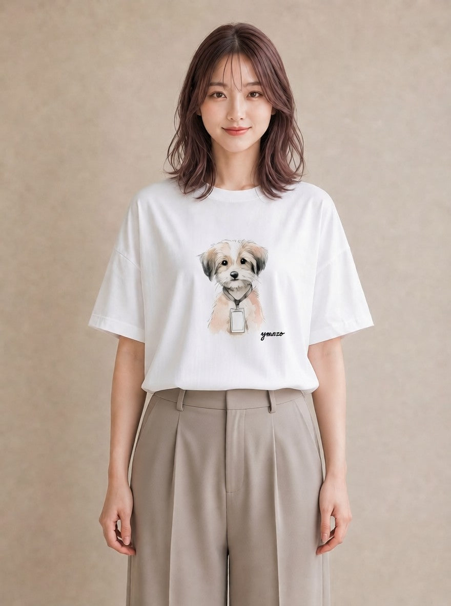 プリントTシャツ レディース 愛犬 犬 いぬ イラスト 敬老の日 ホワイトデー 白T