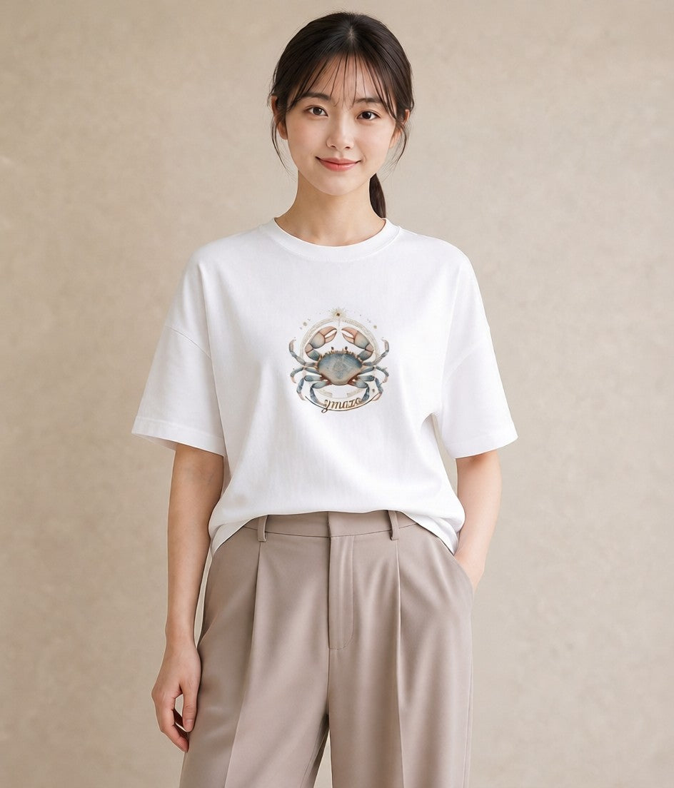 半袖Tシャツ レディース 蠍座 星空 宇宙 イラスト ゆるかわ 旅行 母娘コーデ 白T