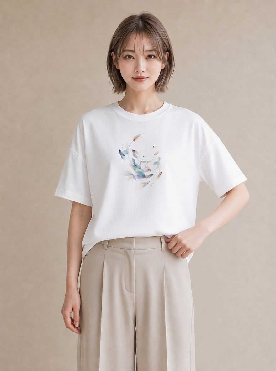 半袖Tシャツ レディース カクレクマノミ 海の生き物 海 イラスト 母娘コーデ 自分用 白T