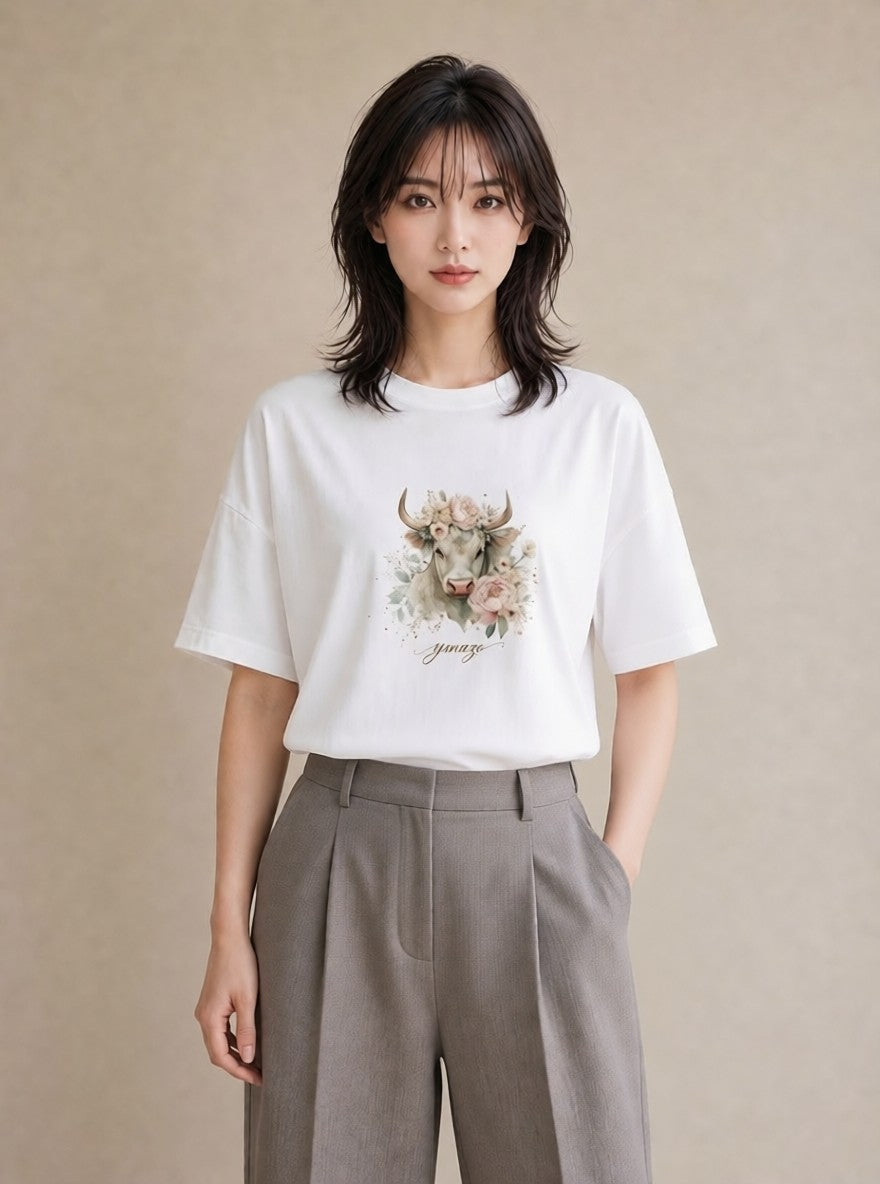 プリントTシャツ レディース 牡羊座 星空 宇宙 イラスト こなれ感 帰省 ラフ 白T