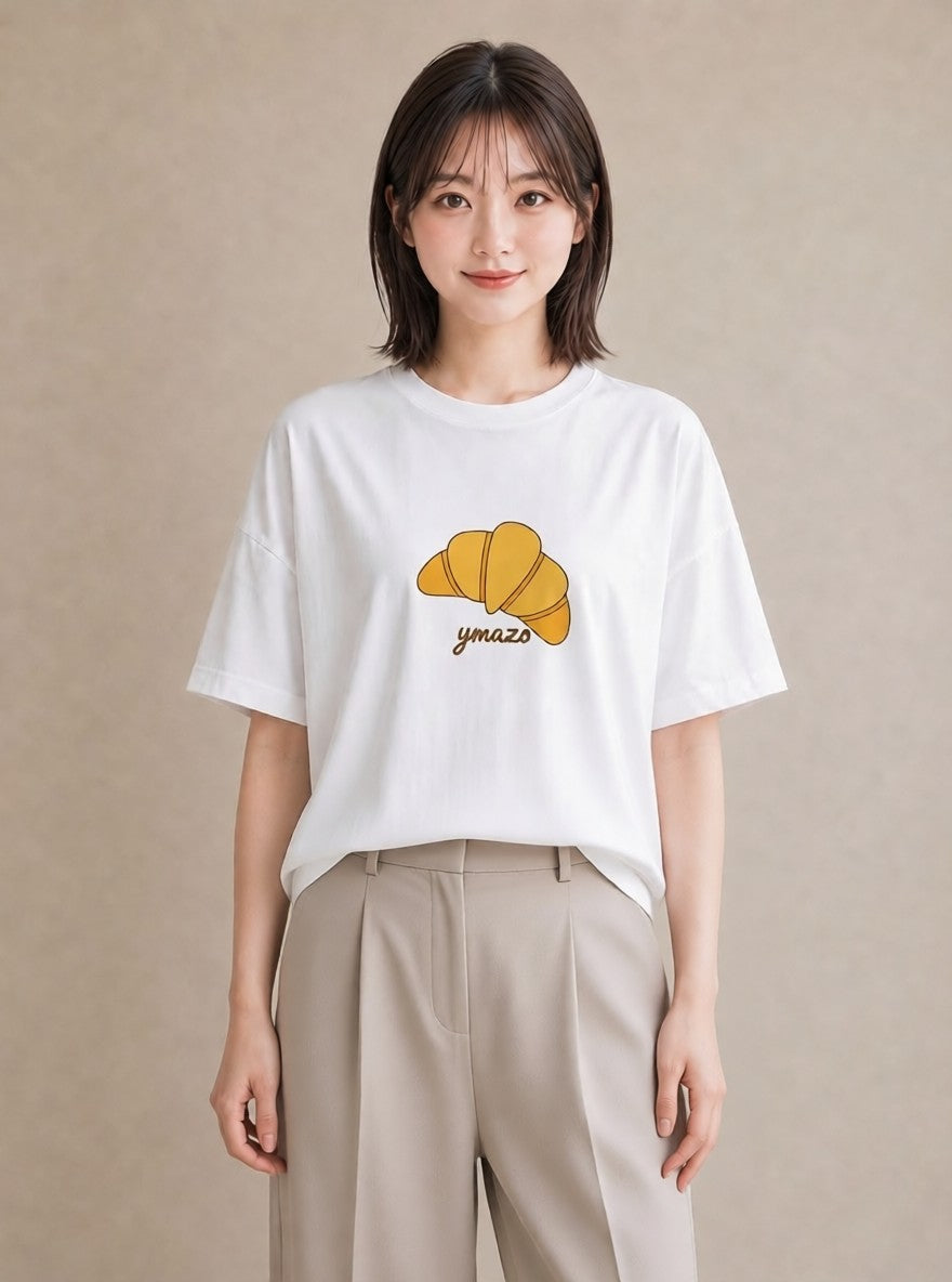 デザインTシャツ レディース パン ベーカリー レトロ イラスト 休日コーデ 休日 ペアコーデ 白T