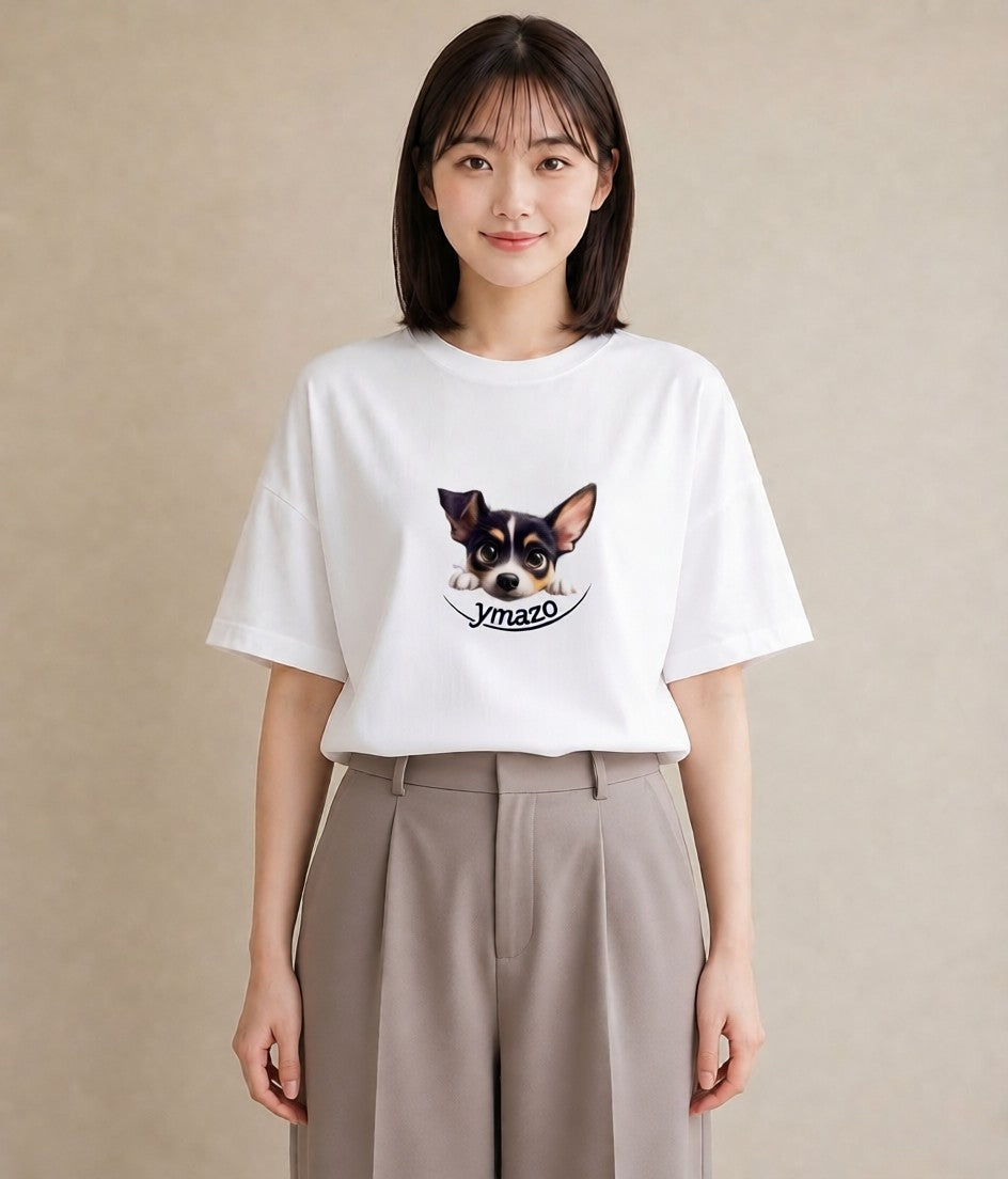 グラフィックTシャツ レディース チワワ 犬 いぬ イラスト モード 買い物 夏コーデ 白T